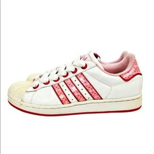 Vintage Adidas Originals Superstar White Pink Fuchsia Stripe Sneakers